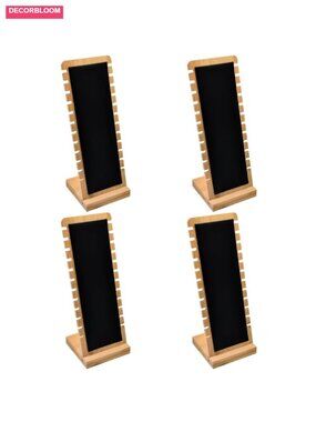 4 Pack Bamboo Necklace Display Boards with Stand Tabletop Jewelry Organizer